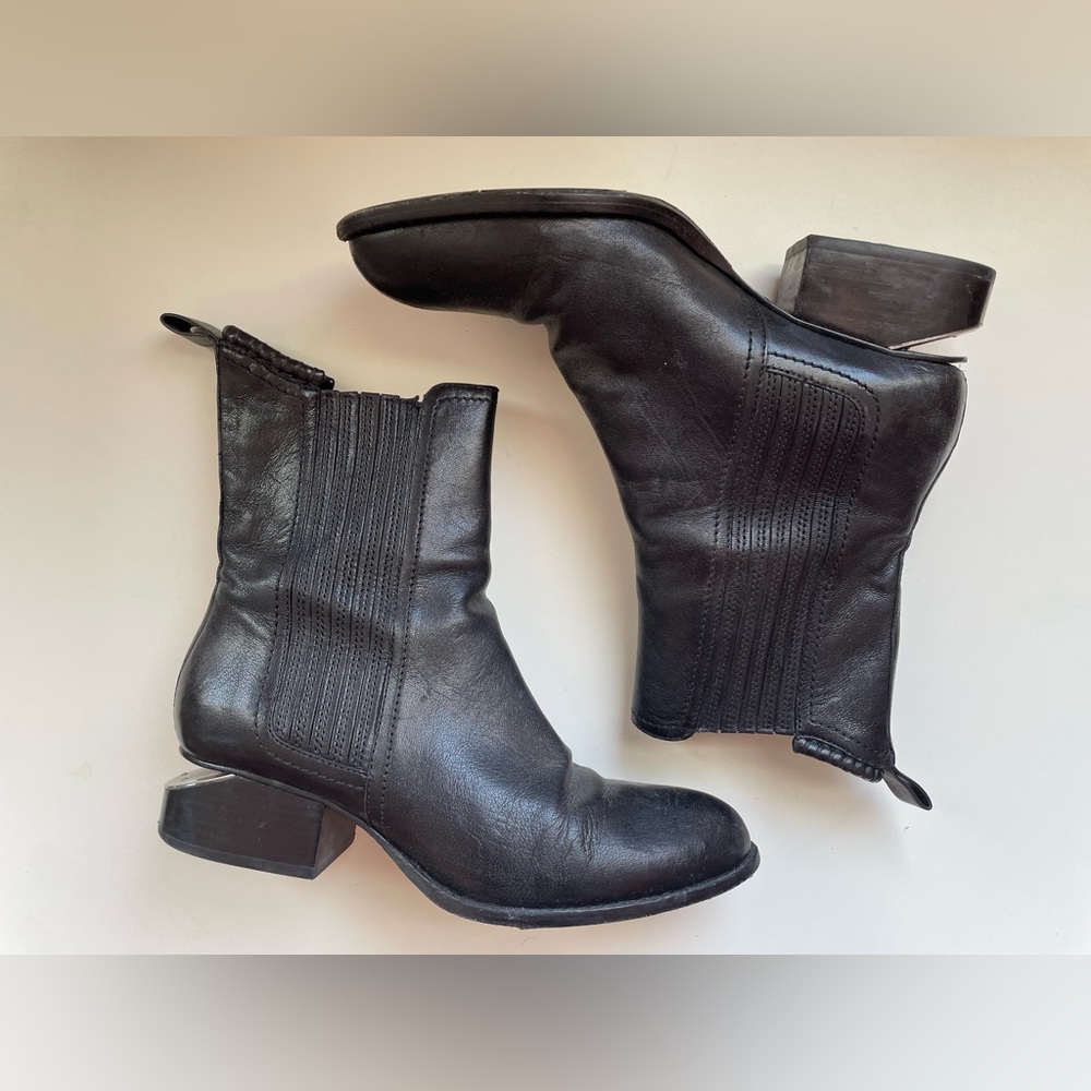 Black Leather Alexander Wang Short Boots